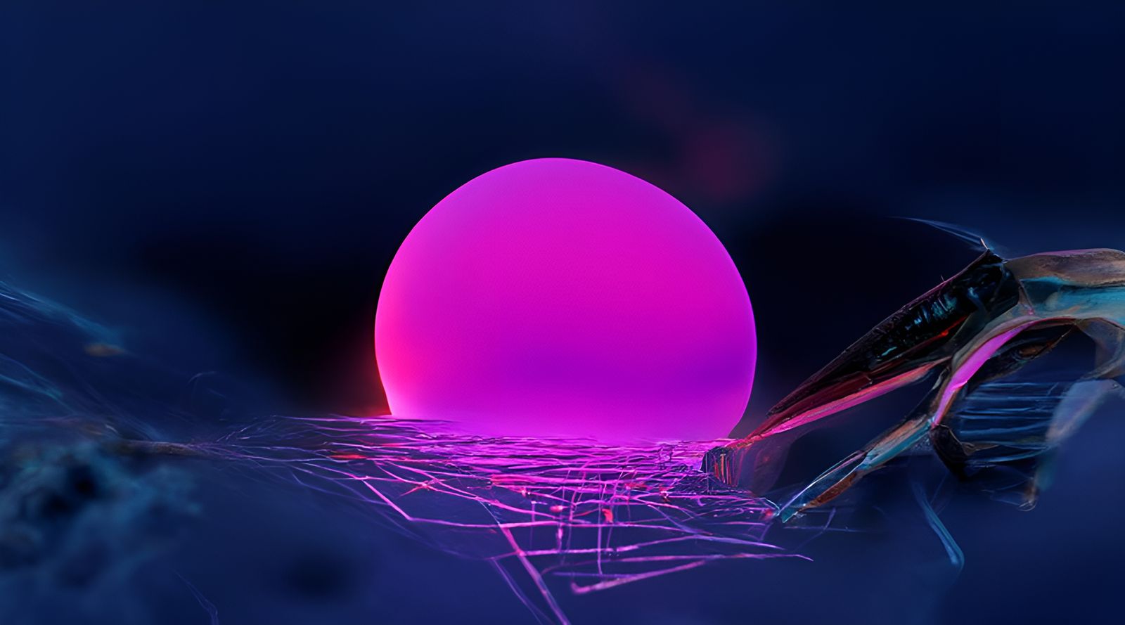 Synthwave Sunset in Wireframe Style