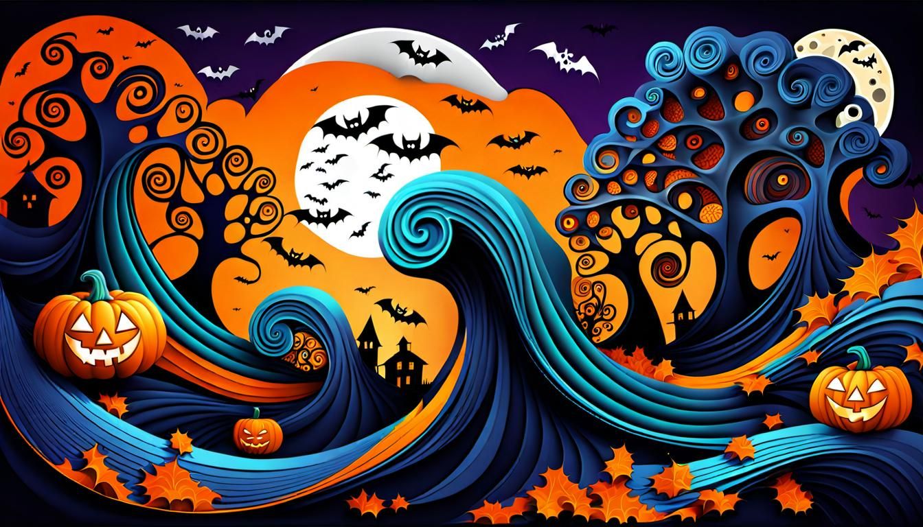 Abstract Halloween Vector Fractal in 3D