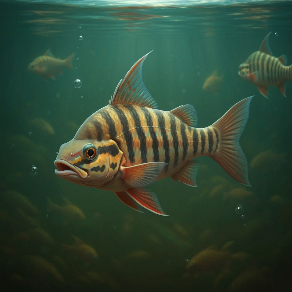 Iridescent African Tiger-Fish in Futuristic Biomechanical St...