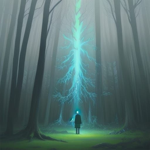 Dreamlike Forest Glade under Ethereal Moonlight