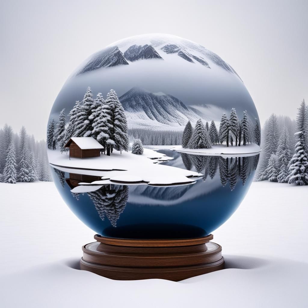 Hyperrealistic Snow Globe Photography