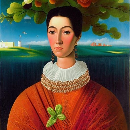 Colorful Surreal Folk Art Portrait