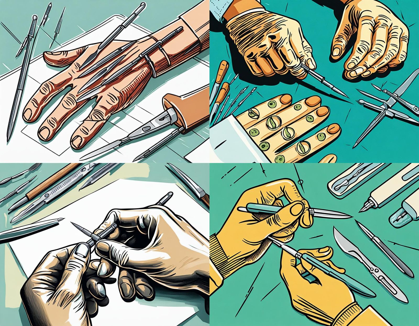 Hand Surgery: Technical Illustration of Finger Operation