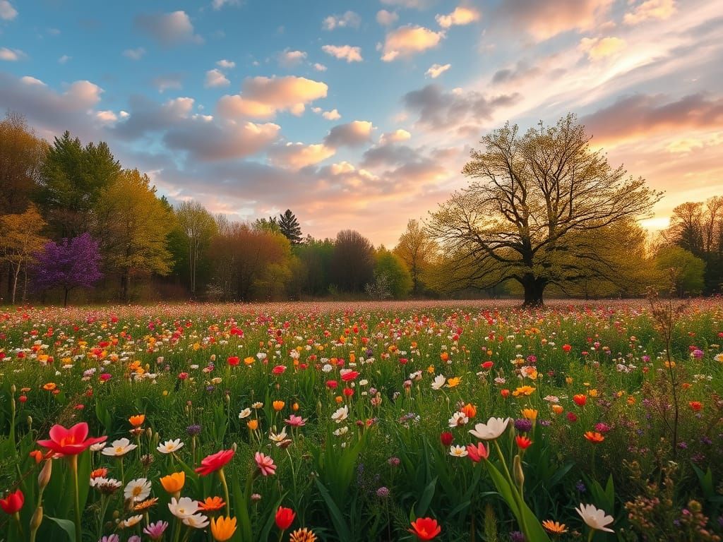 Ethereal Spring Blooms in a Dreamy Landscape