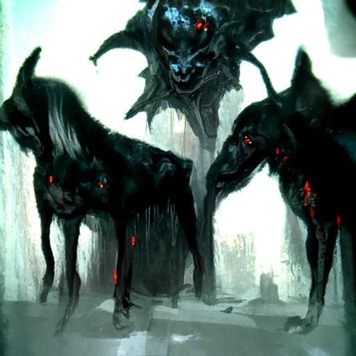 Sinister Cerberus Illustration in Dark Style
