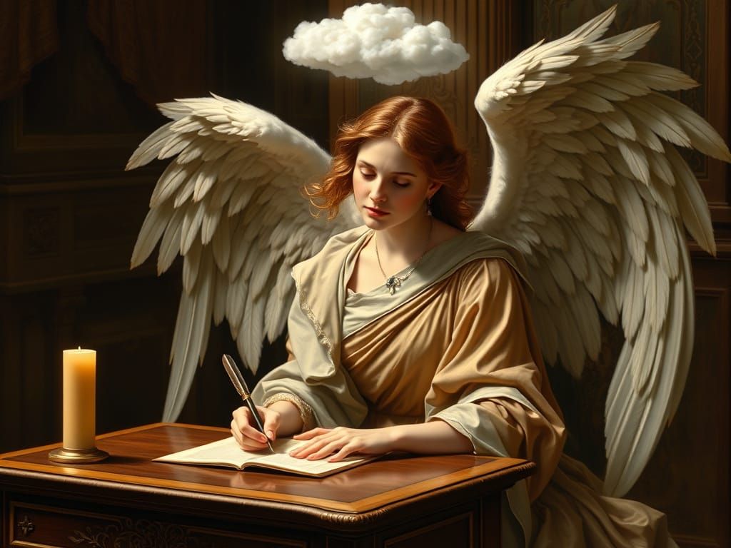 Elegant Angel Writing: Renaissance Style