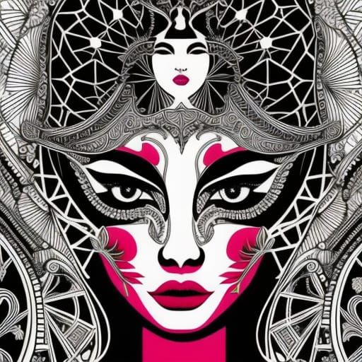 Supermodel Assassin Adult Coloring Page in Geometric Style