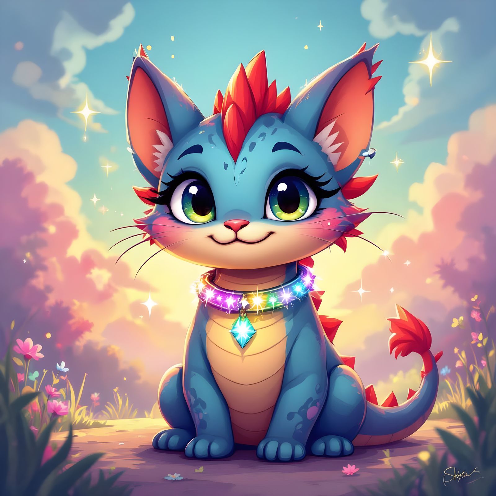 Dimensional Cartoon: Cat Dragon Hybrid