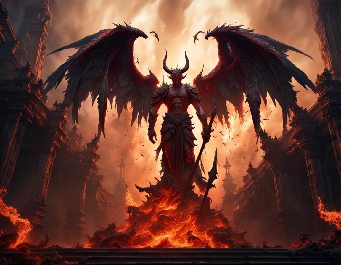 Epic Angel Battles Demons in a Detailed Matte Painting