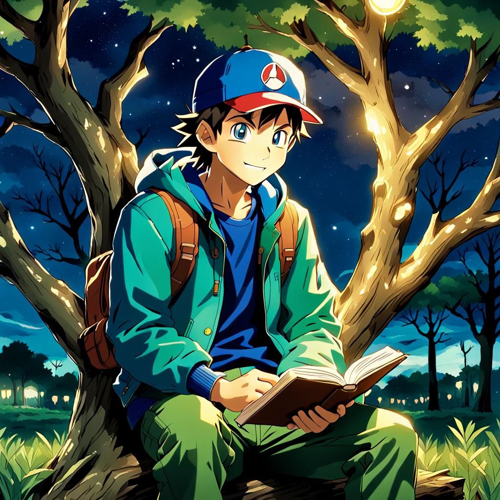 Ash Ketchum Inspired Trainer Reads Book: Manga Scan