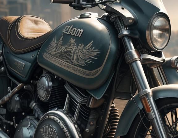 Detailed Motorbike Portrait in Pop Art Style