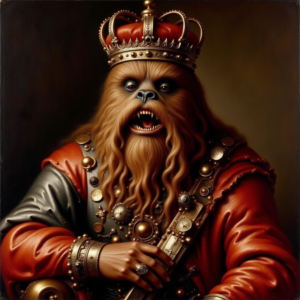 King Chewbacca Royal Portrait in Dutch Masters Style