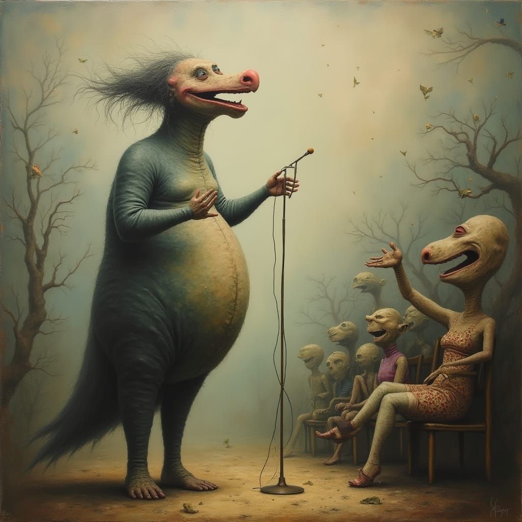 Surreal Colossal Soprano Sings to Bizarre Audience