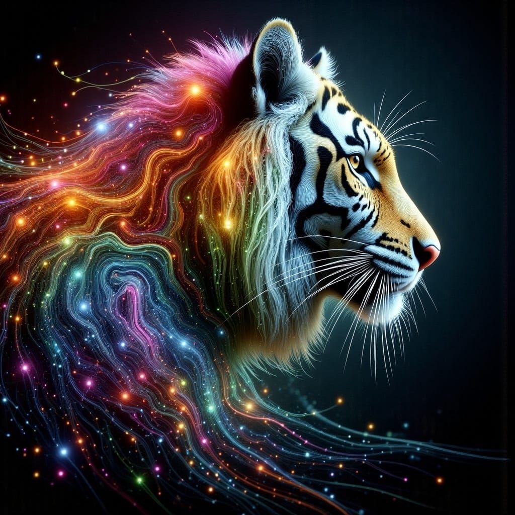 Cyberpunk Tiger Spraypainted in Hyperrealistic Style