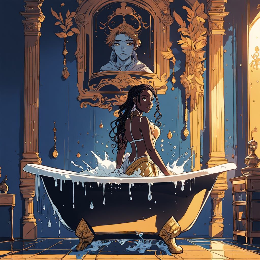 Gorgeous African Renaissance Goddess in a Golden Palace