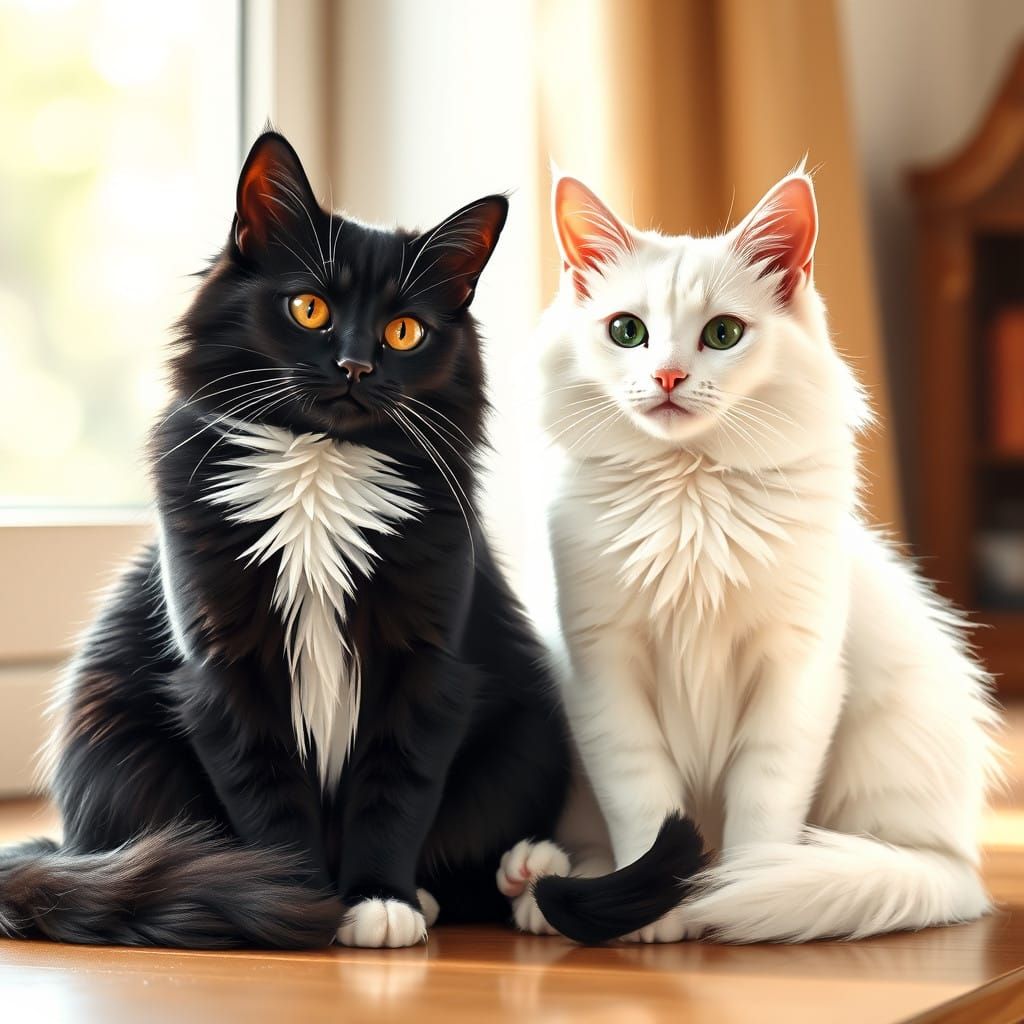 Whimsical Yin-Yang Cats in Harmony