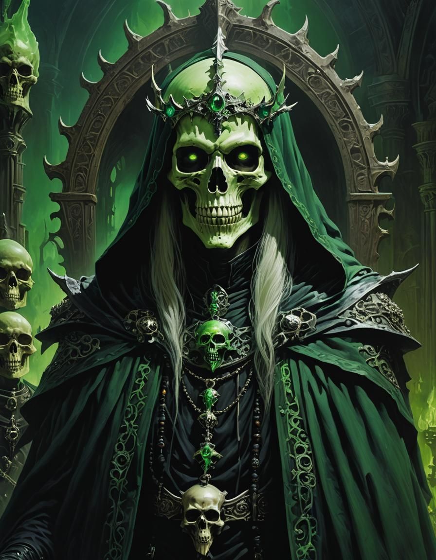 Lich Queen Close-Up Portrait in Dark Fantasy Style