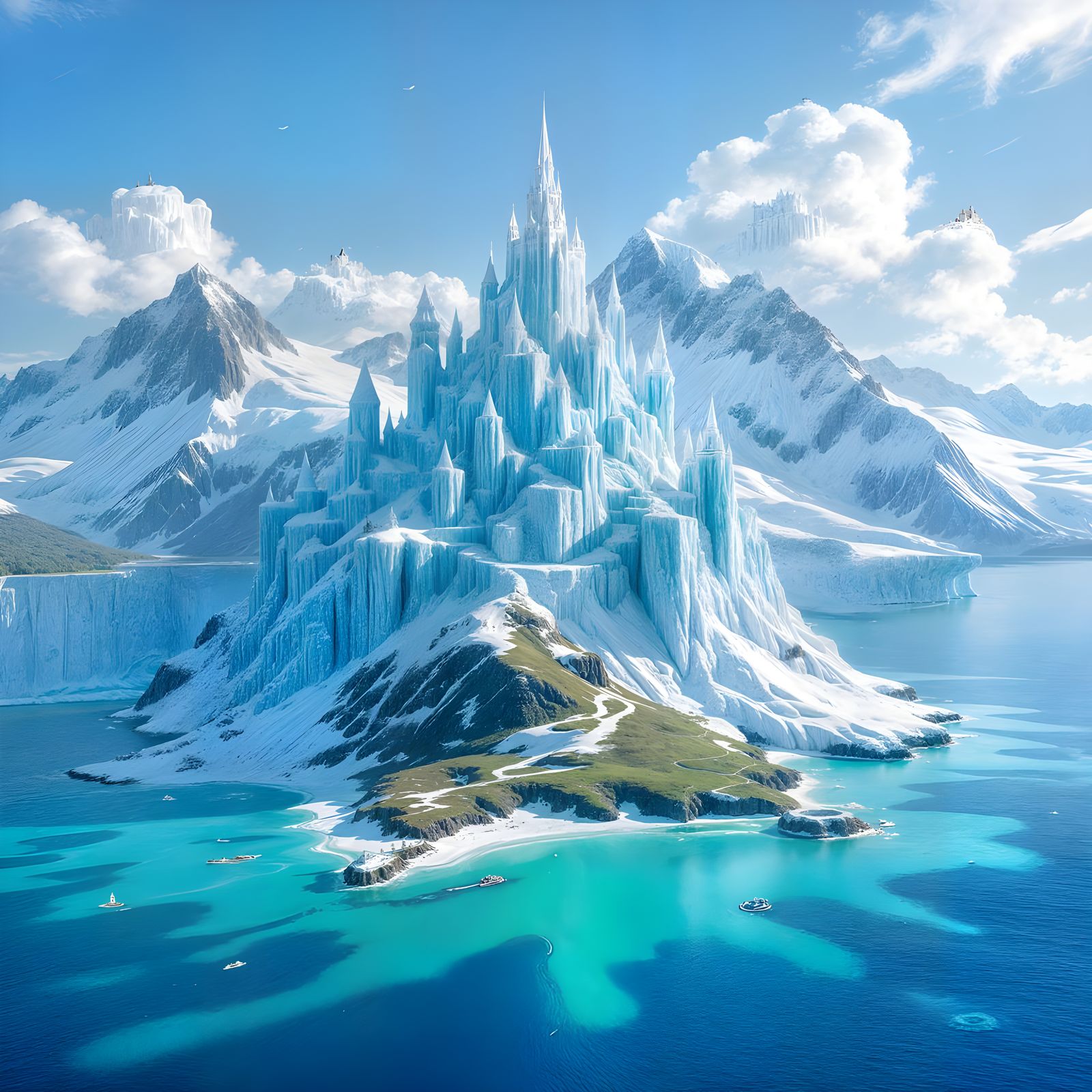 Majestic Ice Castle on Island Mountain