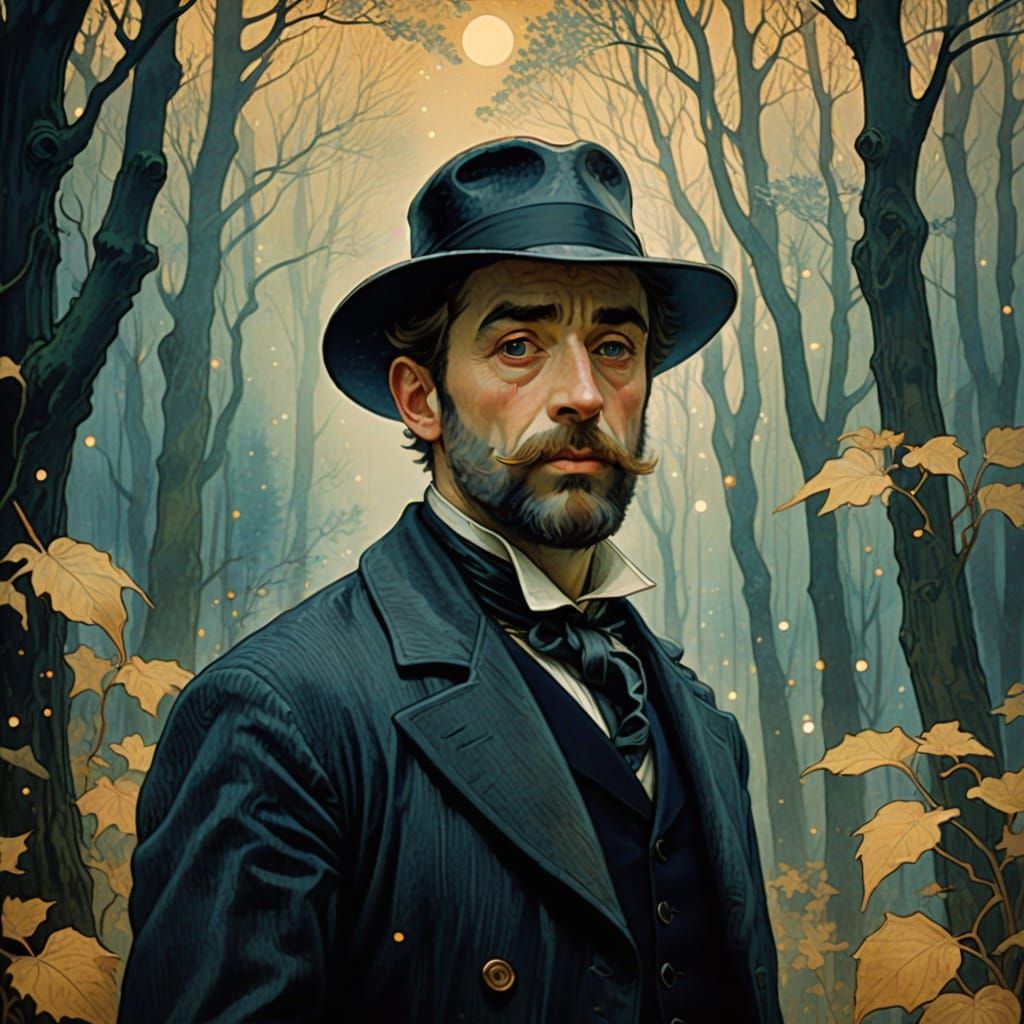 Mystical Magician in Art Nouveau Style