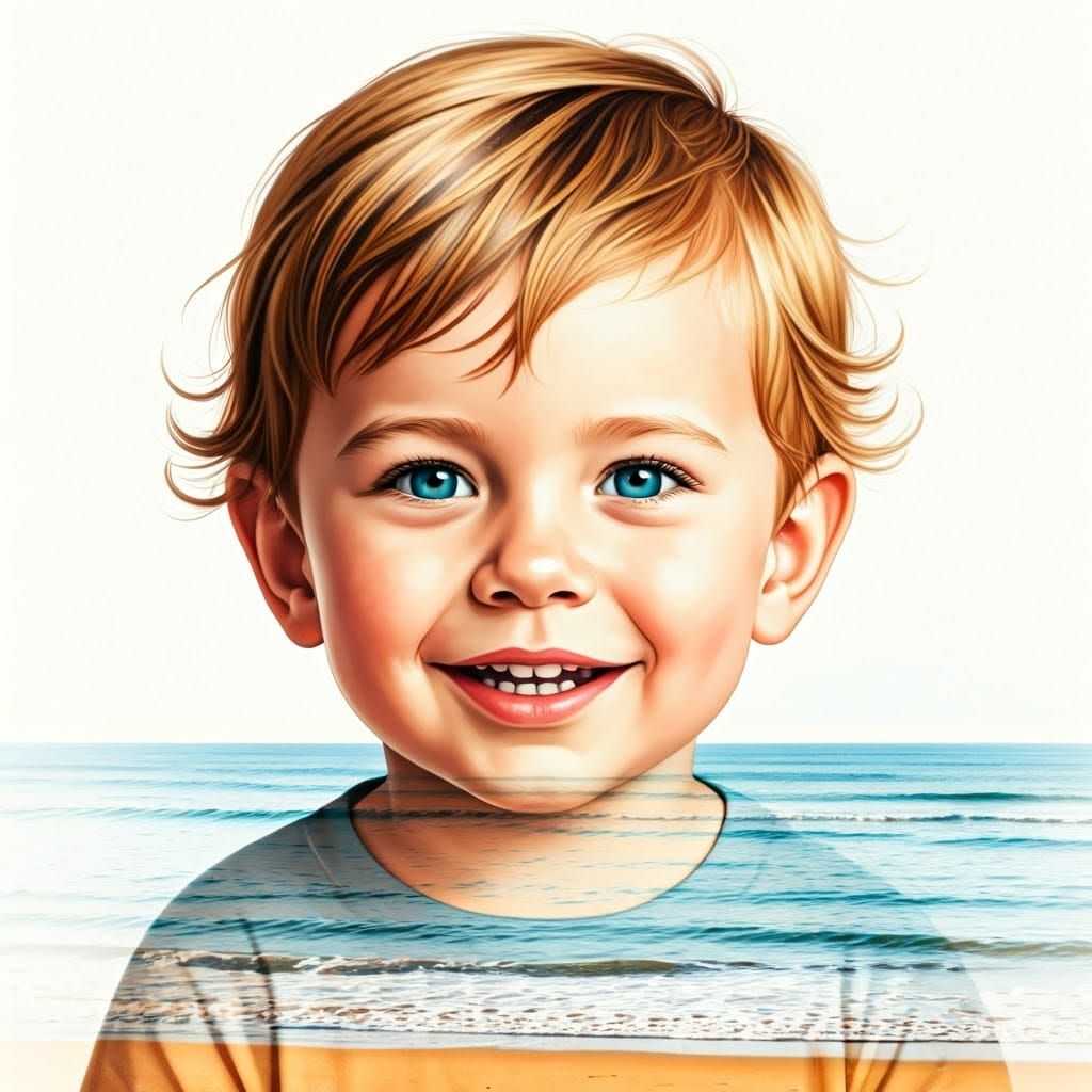 Boy's Joyful Anticipation of the Sea: Alcohol Ink Art