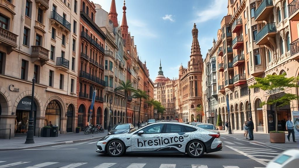 Surreal Gaudi-Inspired City Street Scene