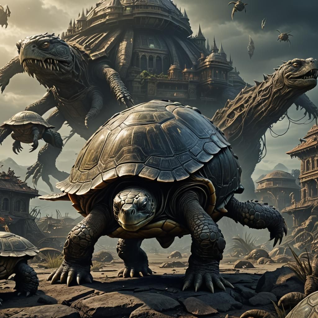 Menacing Alien Turtle Monster in Digital Art