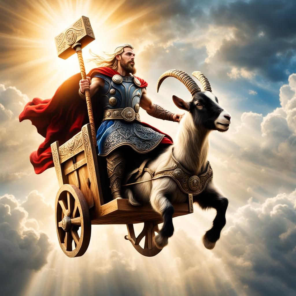 Thor Rides Goat Chariot Through Sky