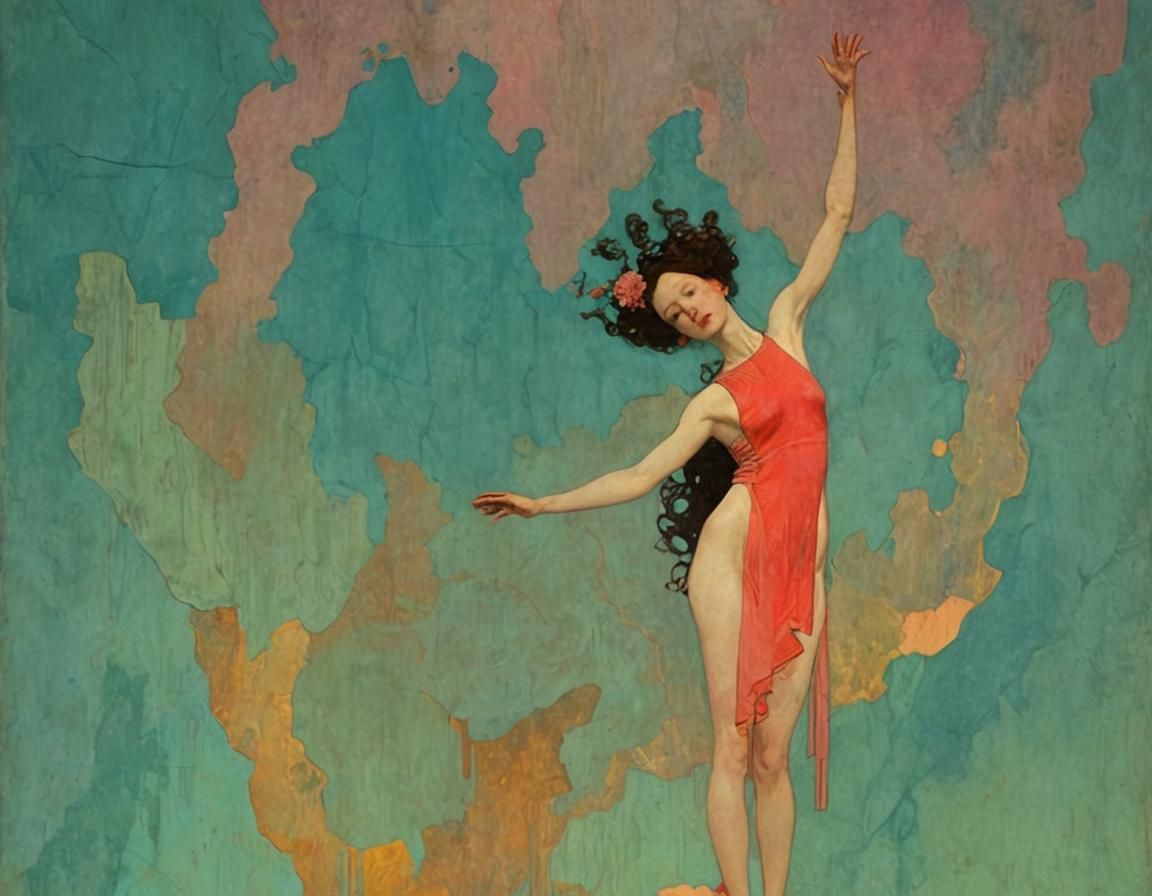 Fluid Dancer with Halo in Surreal Style