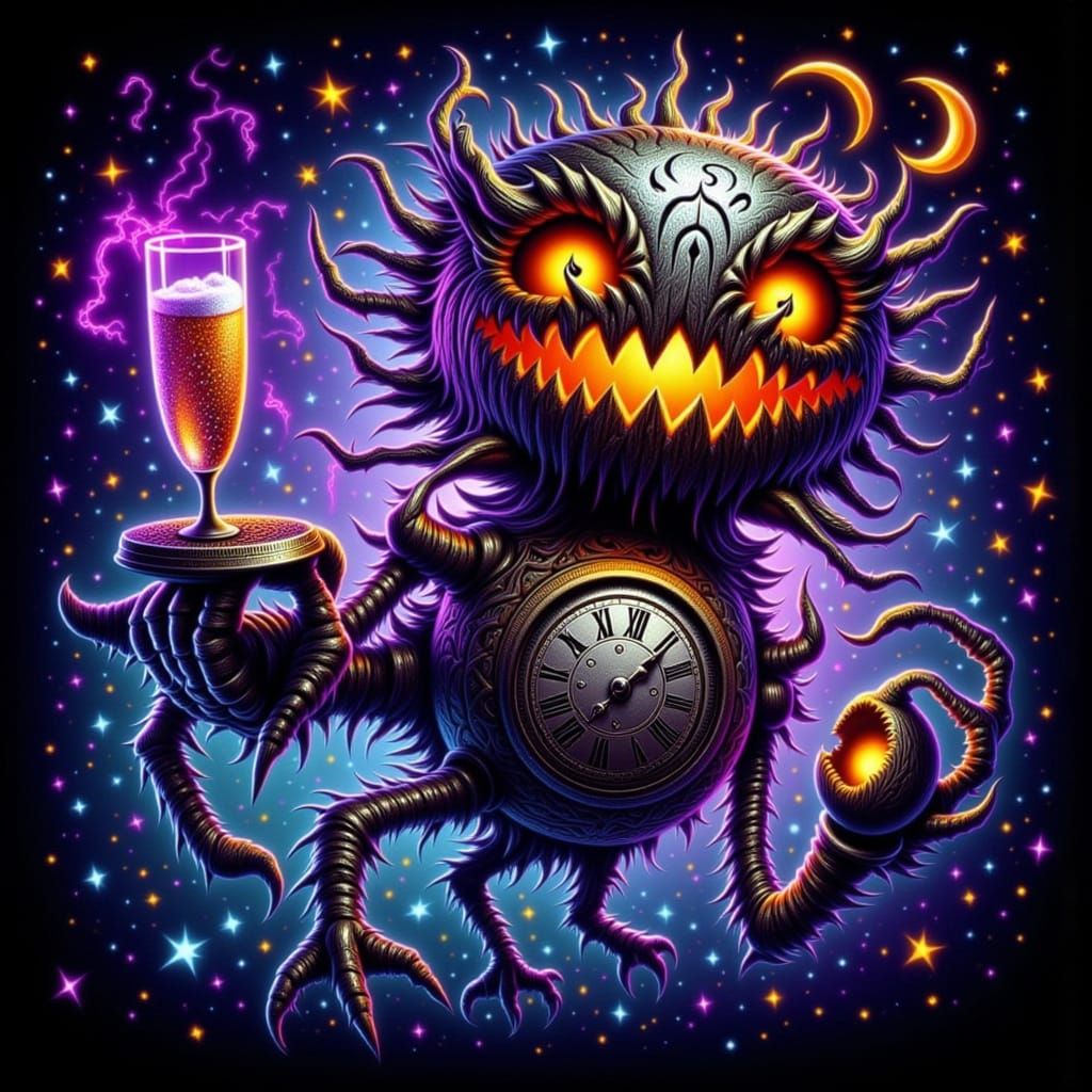Halloween New Year's Eve Hybrid Creature Art
