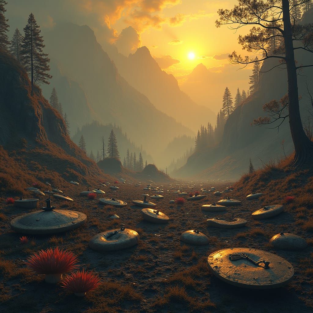 Dark Fantasy Battlefield: Vikings and Fairies in Art Nouveau