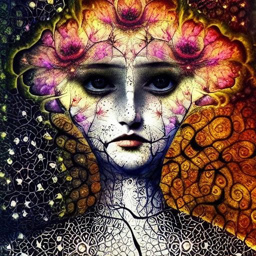 Surreal Portrait: Man Fading into Blossoms, Dali Style