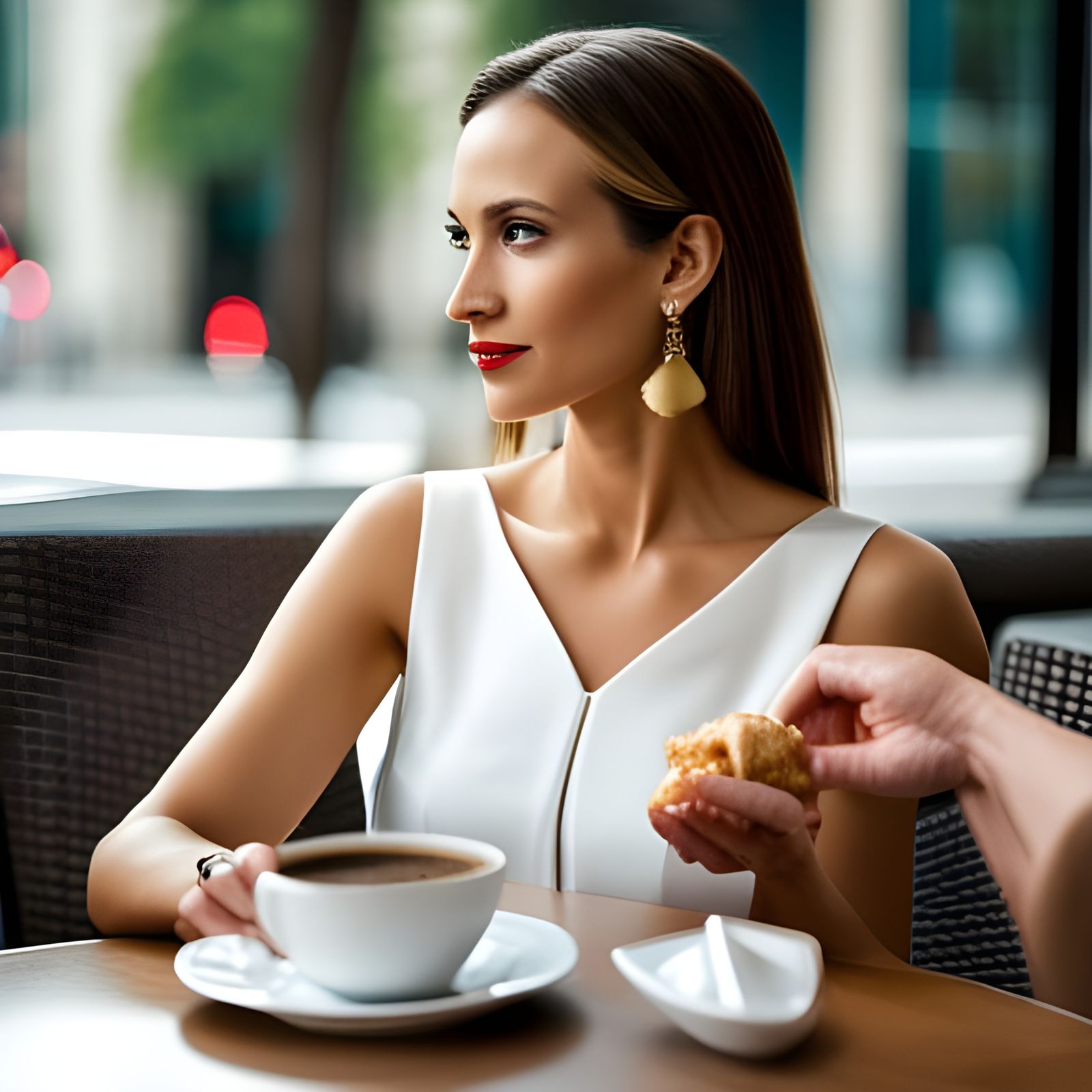 Elegant Women Enjoying Coffee in Fancy Restaurant