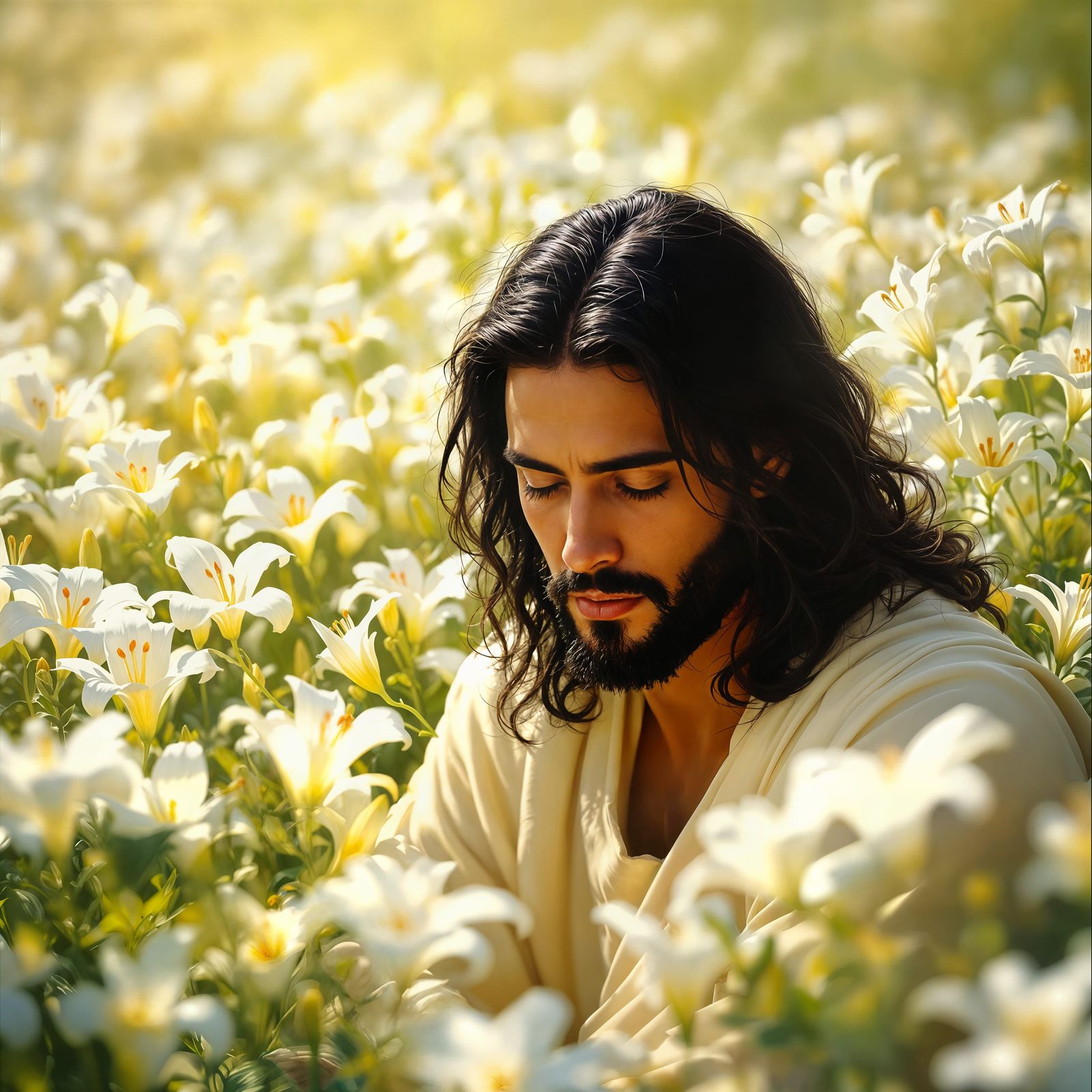 Jesus in a Field of Lilies