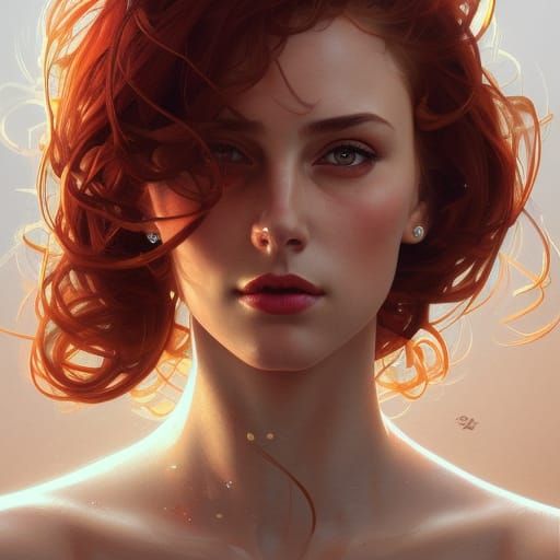 Aphrodite with Red Hair: Hyperdetailed Portrait