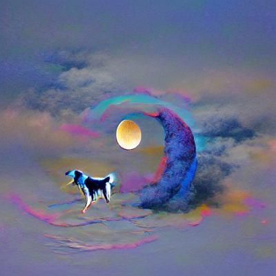 Dog Silhouette Against Full Moon