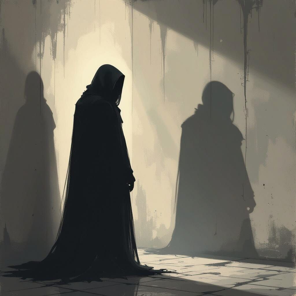 Ominous Figure in Shadows: Atmospheric Digital Art