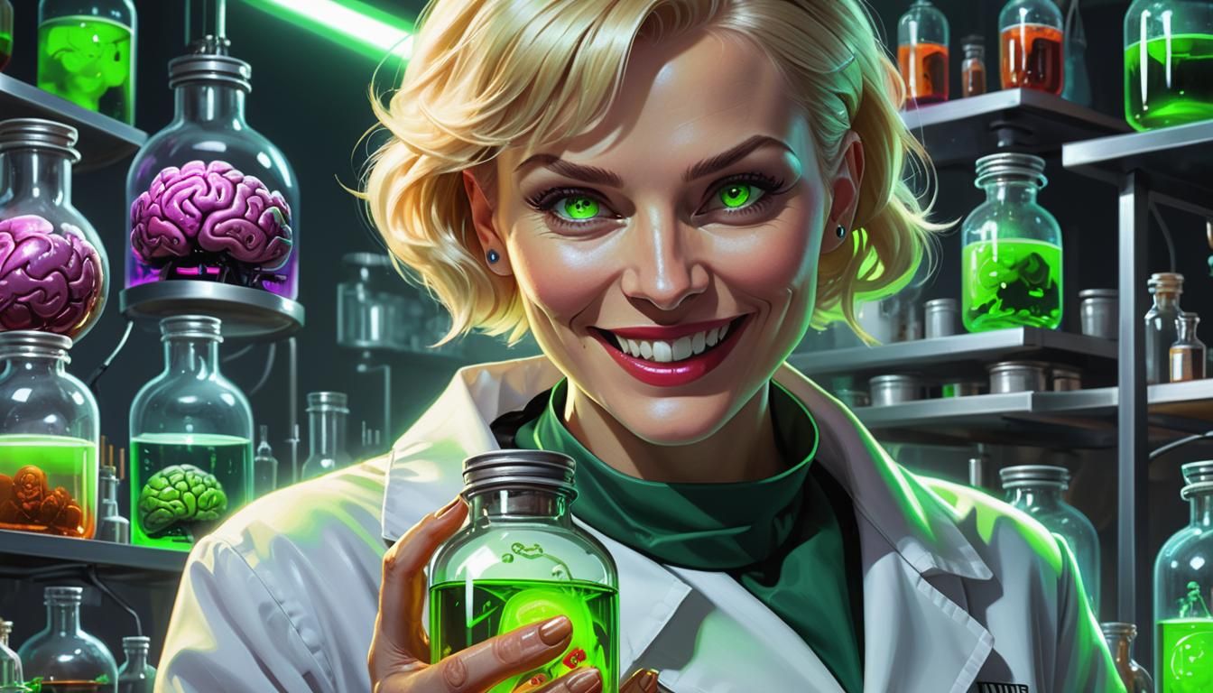 Wicked Woman with Brain: Maximalist Concept Art