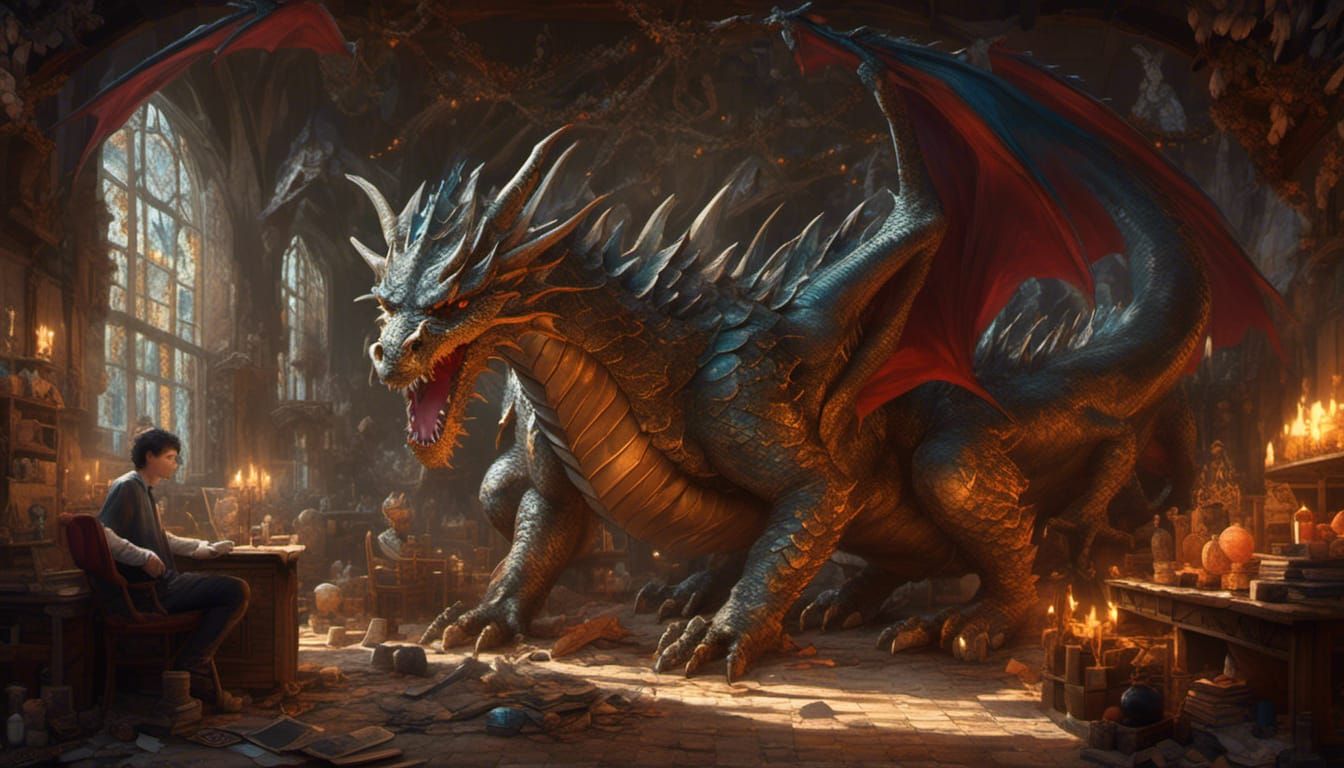 Dragon Grooming: A Hyperreal Scene of Care