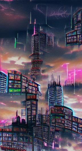 Cyberpunk Cityscape in Manga Style