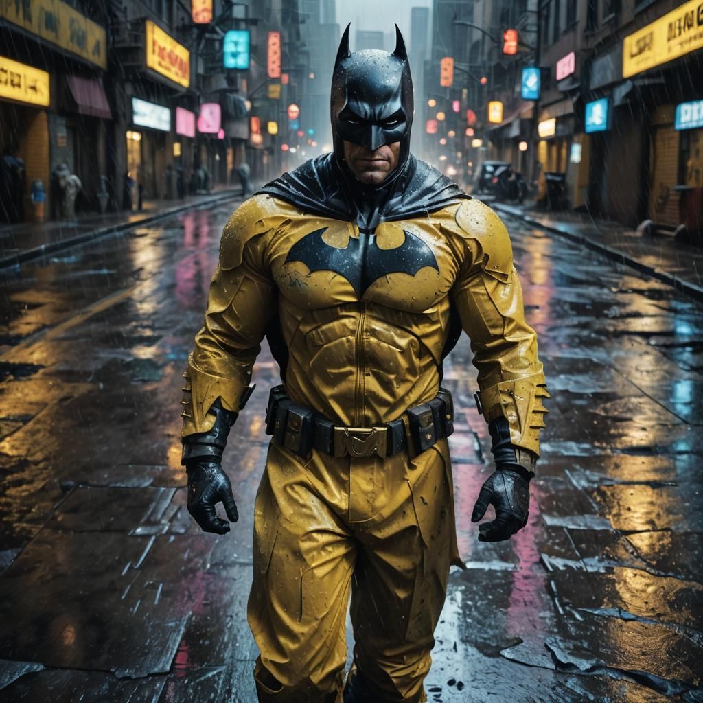 Batman in Weathered Hazmat Suit: Gritty Urban Hero