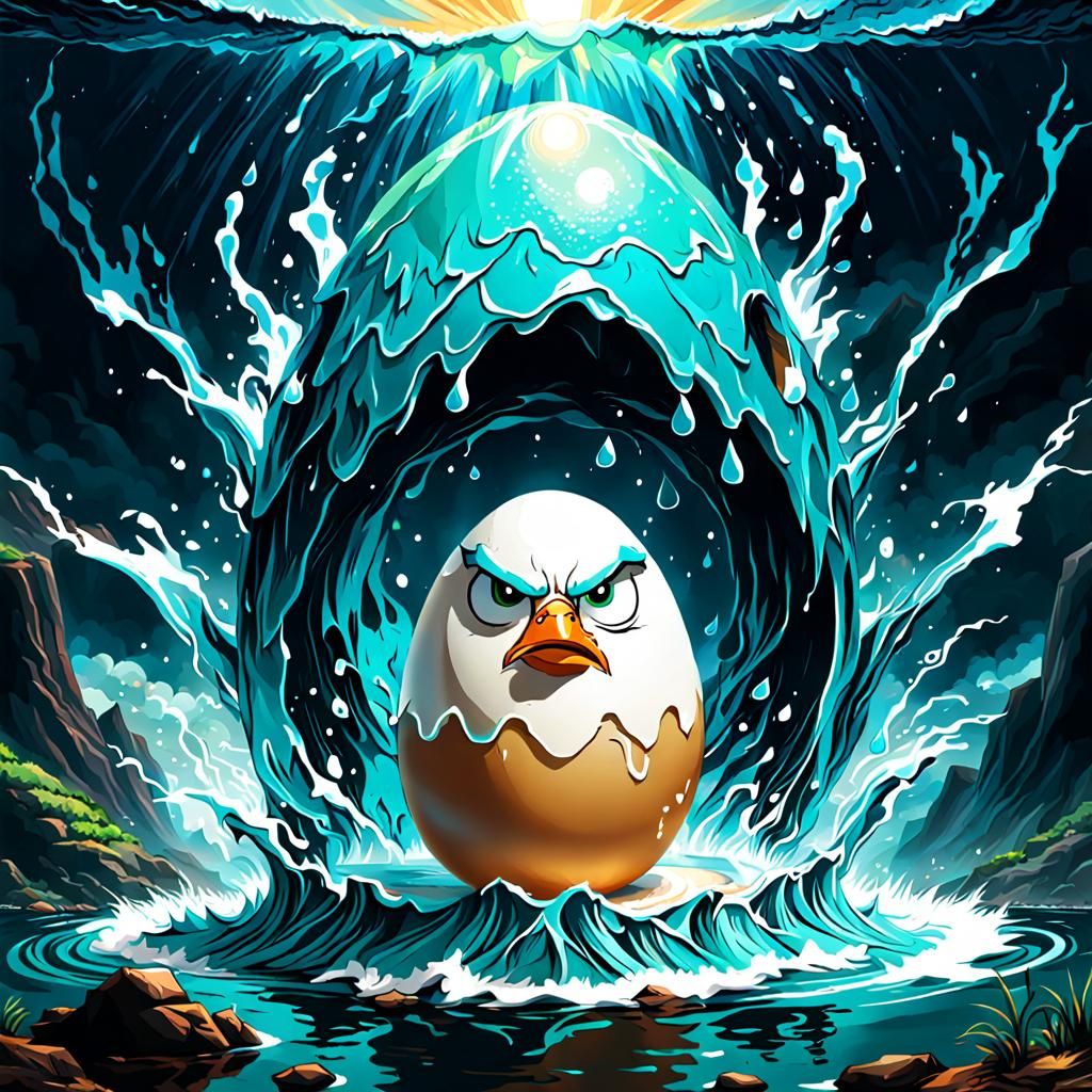 Angry Egg and Water God Fusion