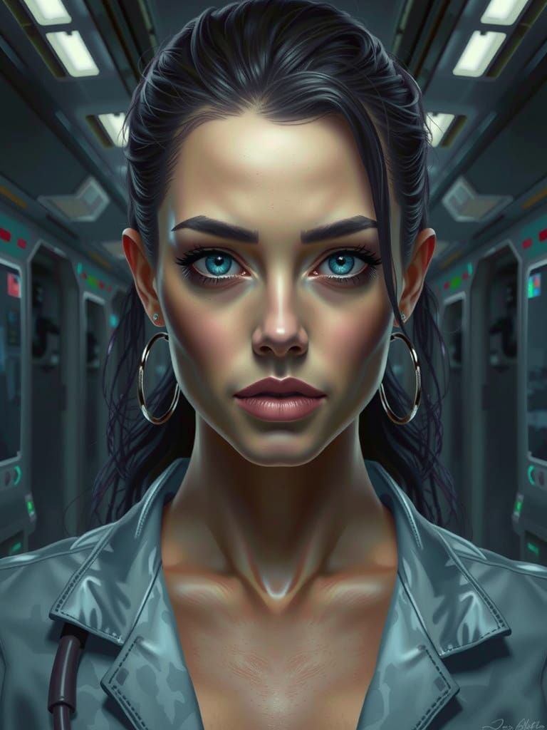 Cyberpunk Hospital Interior Portrait of Jessica Lowndes