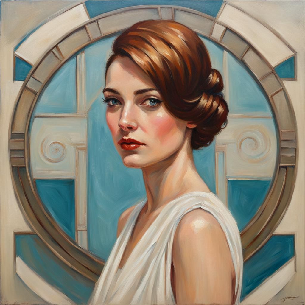 Elegant Woman Portrait in Art Deco Style
