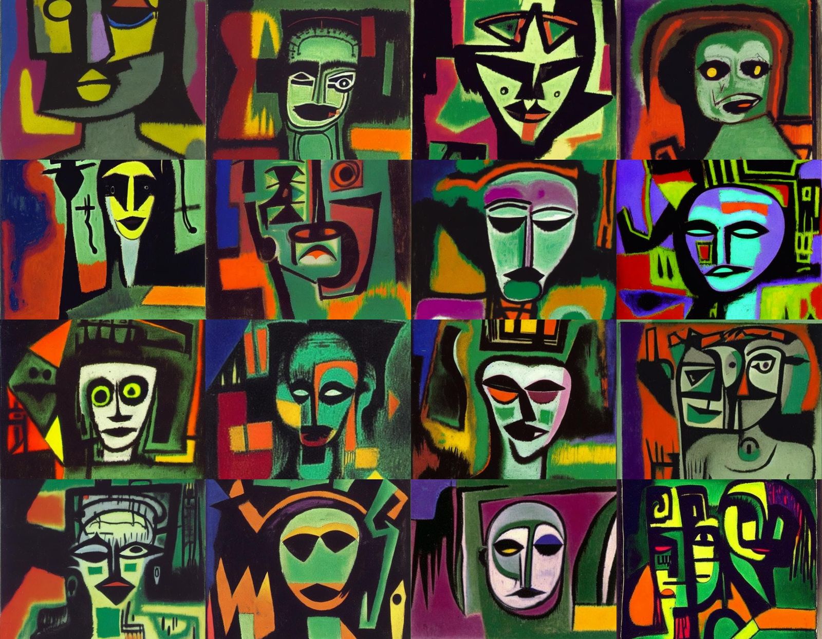 Expressionist Portrait in Dark, Vibrant Hues