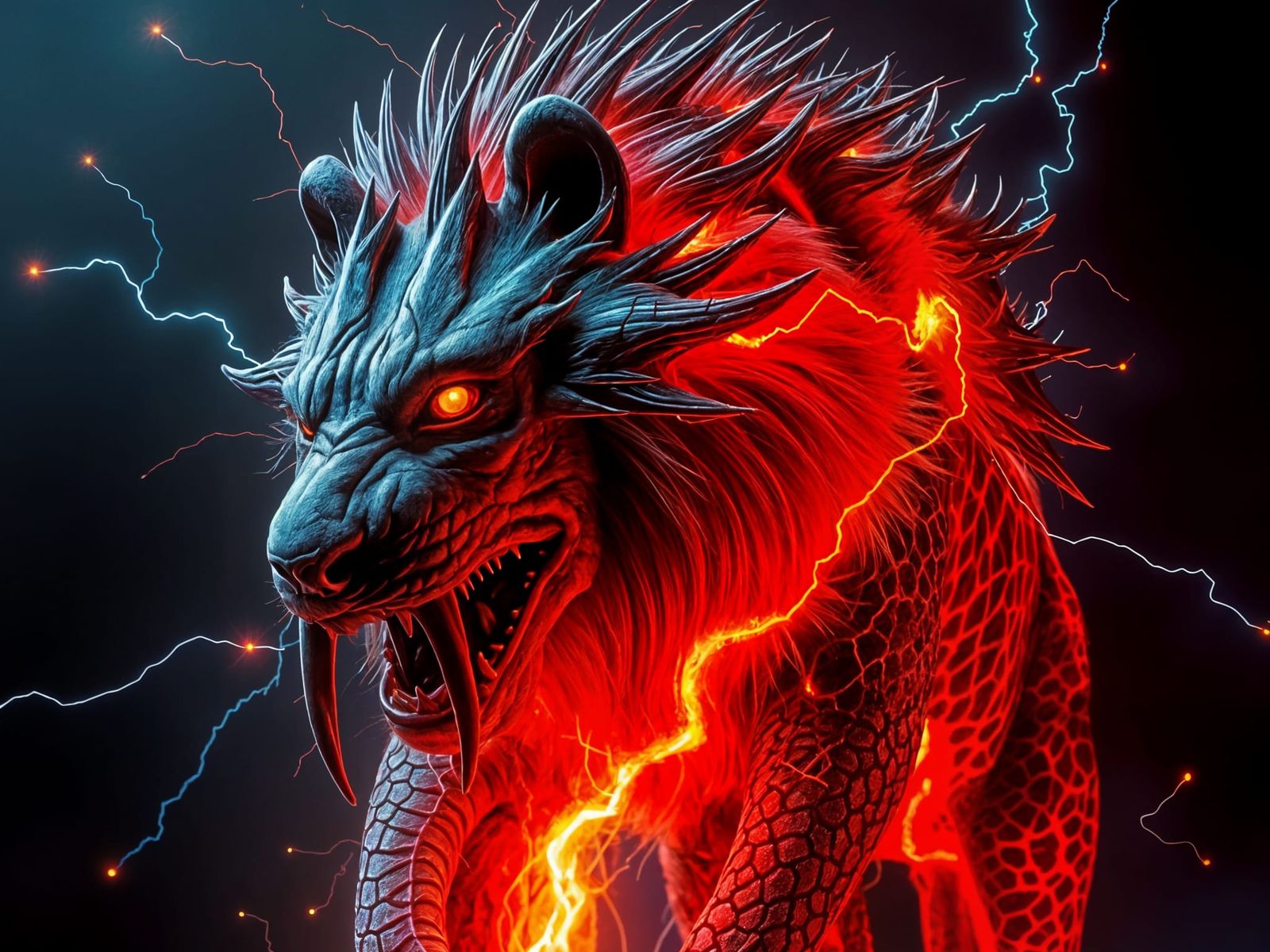 Electric Lava Lion-Hyena Hybrid