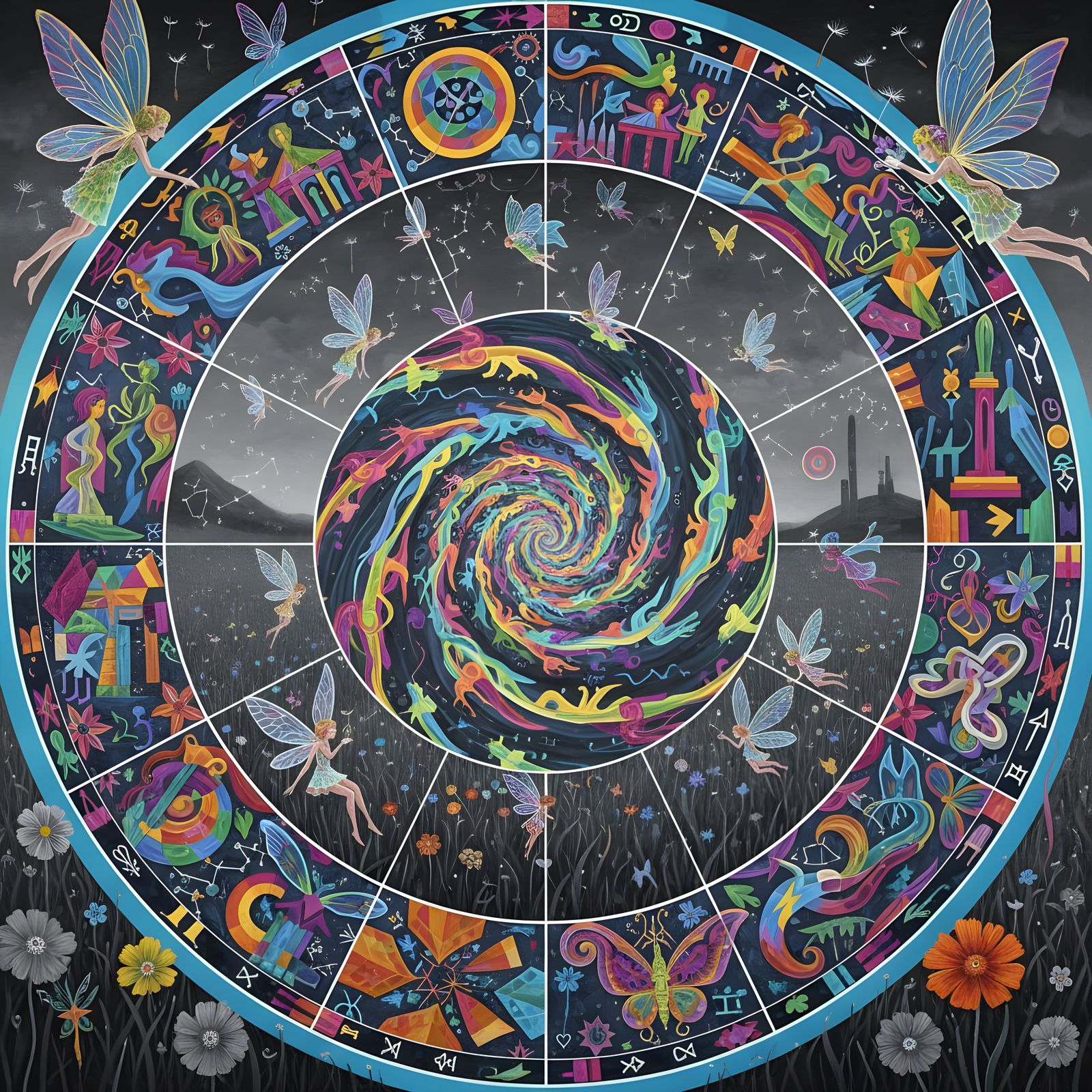 Fairies in a Kaleidoscopic Meadow: A Dreamscape