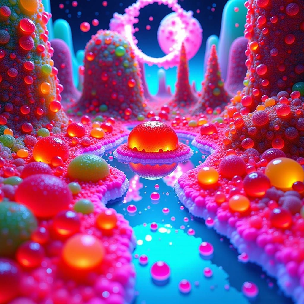 Gummy World Landscape with Jelly and Mosaic Pieces