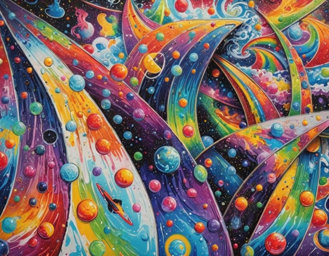 Rainbow Bridge Across the Universe in Graffiti Art