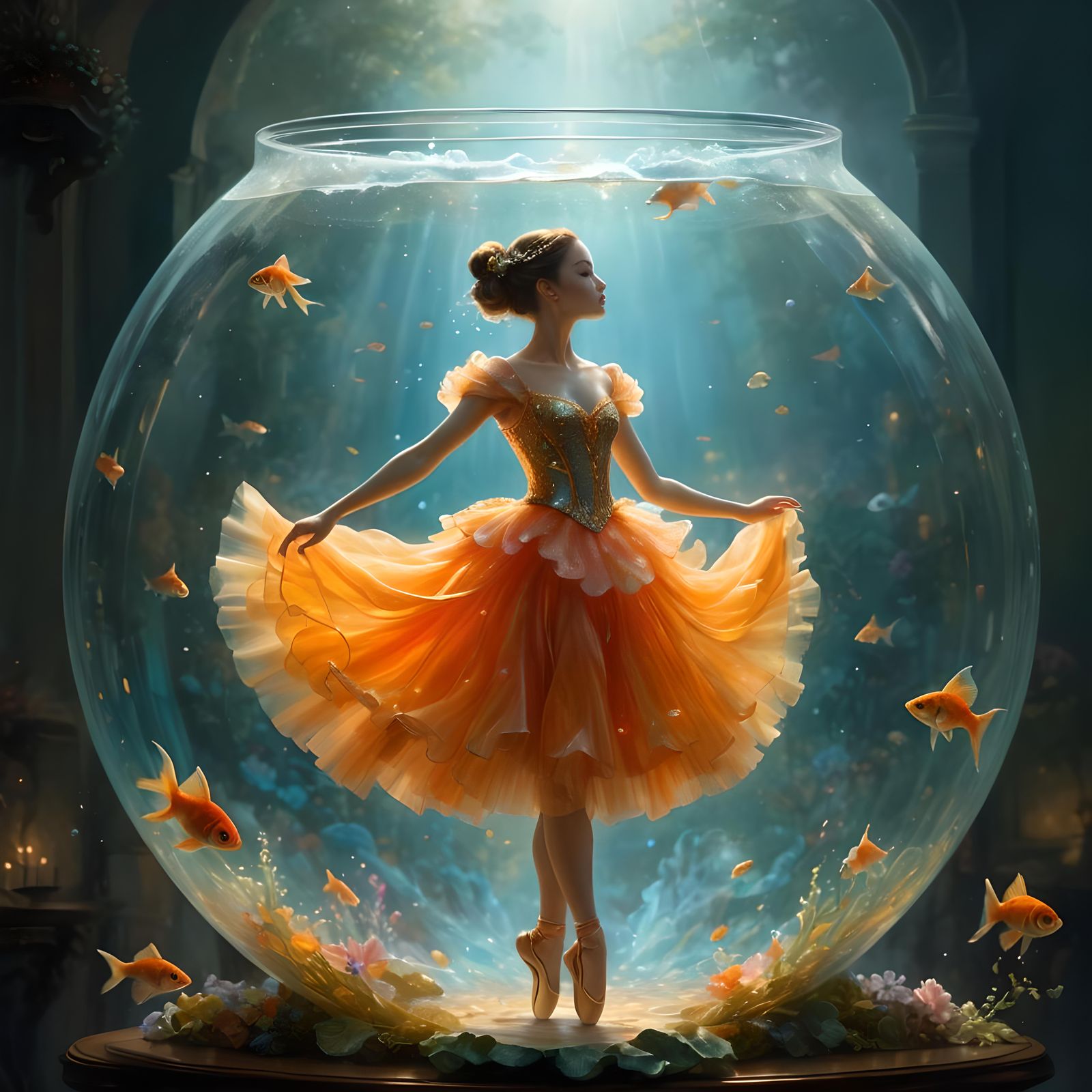 Ballerina's Goldfish Dance: An Ethereal Fantasy