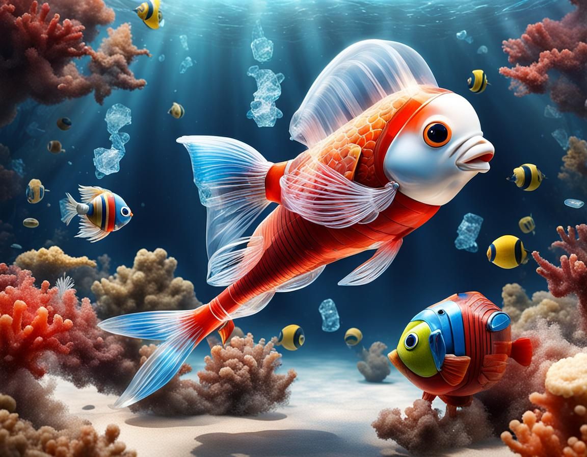 Smoking Fish with Transparent Smoke Rings